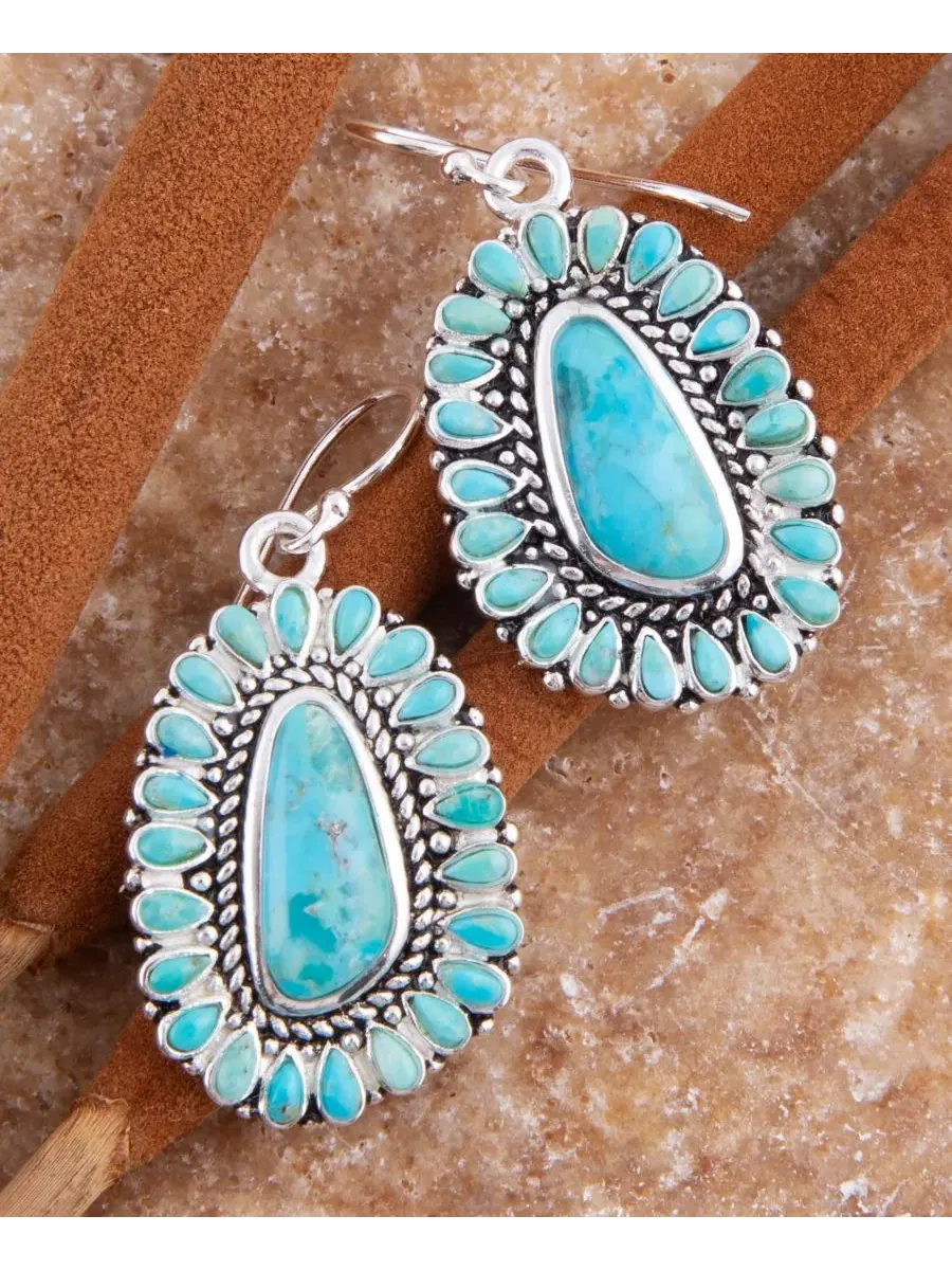 Серьги-подвески с бирюзой Sedona Blue Turquoise Silver Drop Barse — изображение 3 из 5, оттенок серебряный