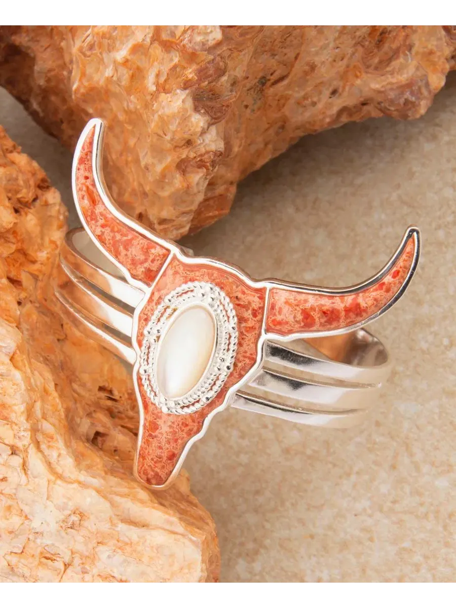 Браслет-манжета с коровьей головой из коралла Longhorn Barse — изображение 3 из 4, оттенок золото