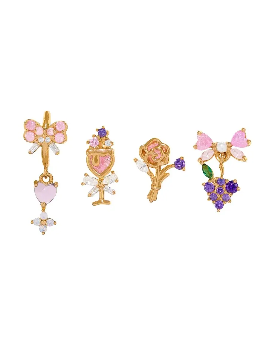 Серьги-пусеты с кубическим цирконием Crystal Rosé All Day Stud Set Girls Crew — изображение 1 из 3, оттенок золото