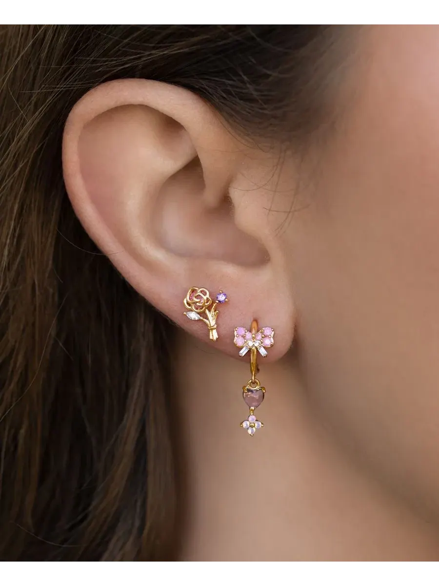 Серьги-пусеты с кубическим цирконием Crystal Rosé All Day Stud Set Girls Crew — изображение 3 из 3, оттенок золото