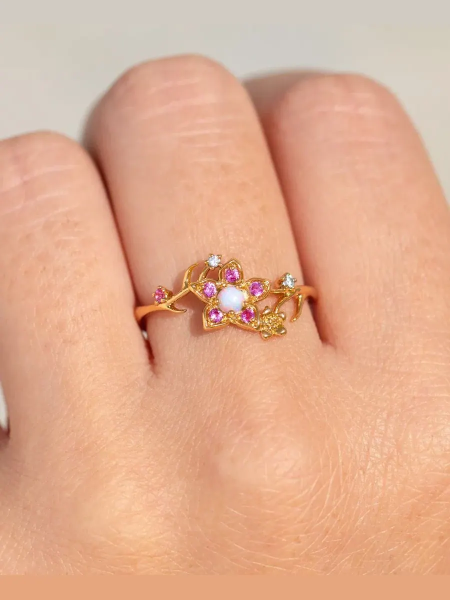 Кольцо с цветком Кристалл Disney Princess Mulan Flower Ring Girls Crew — изображение 3 из 3, оттенок золото
