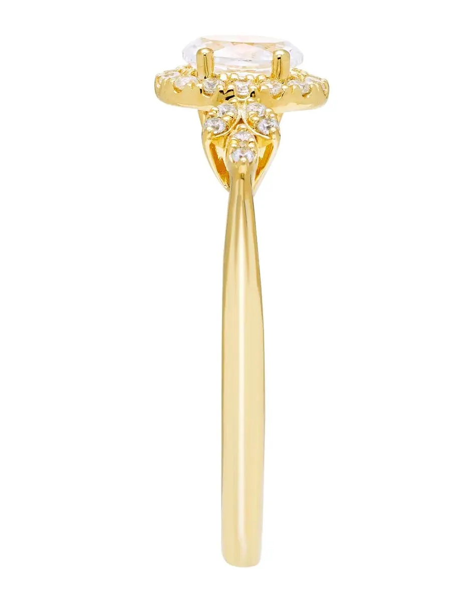 Кольцо с бриллиантом и ореолом, 1/2 ct. t.w. — изображение 2 из 4, оттенок желтый золотистый