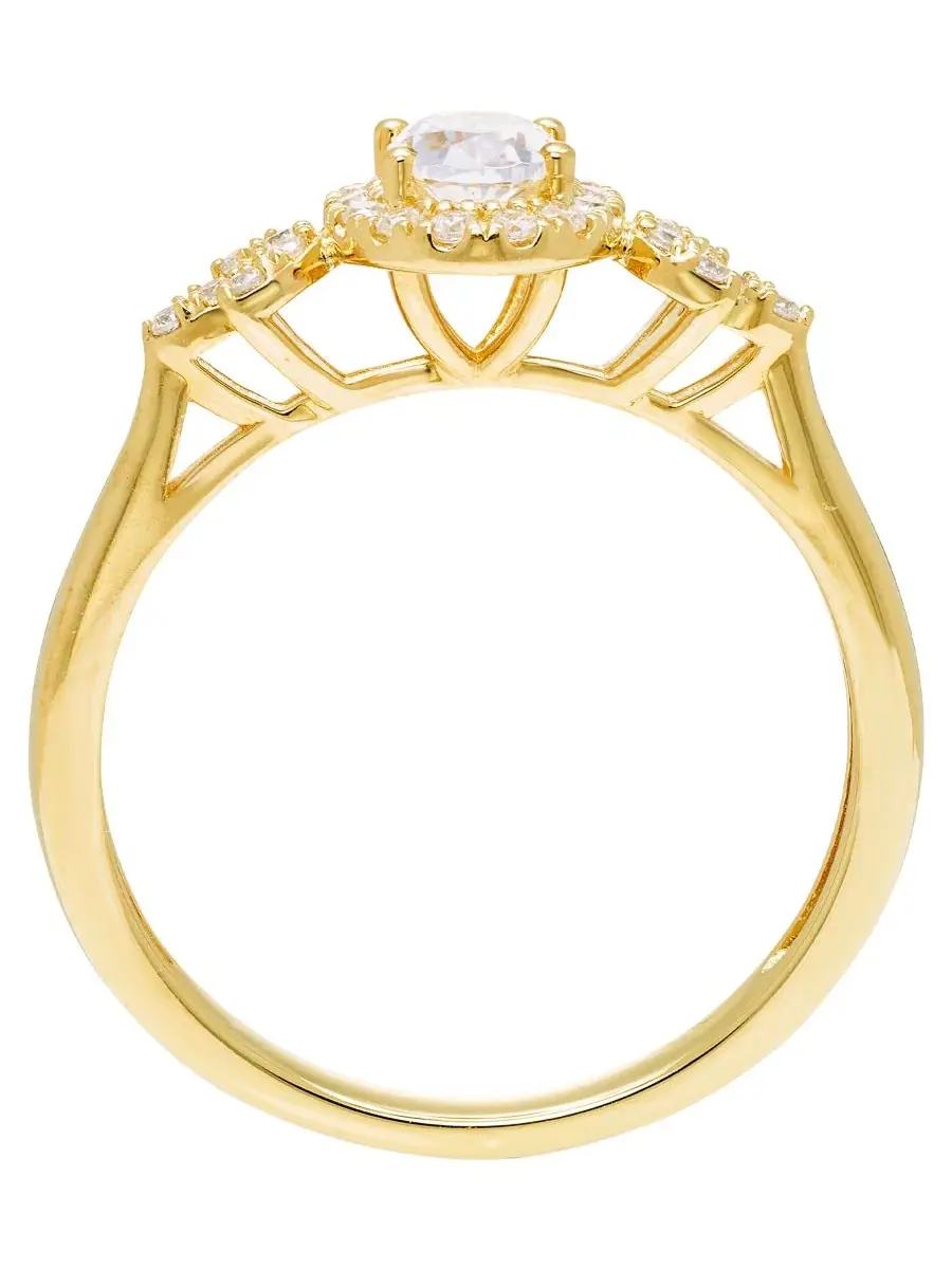 Кольцо с бриллиантом и ореолом, 1/2 ct. t.w. — изображение 3 из 4, оттенок желтый золотистый