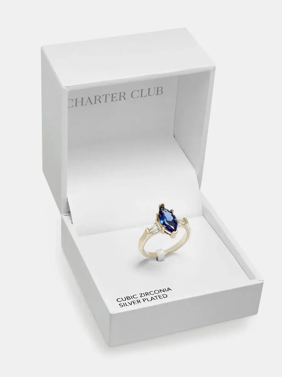 Кольцо с голубым кристаллом и кубическим цирконием Blue Crystal Marquise Ring Charter Club — изображение 2 из 3