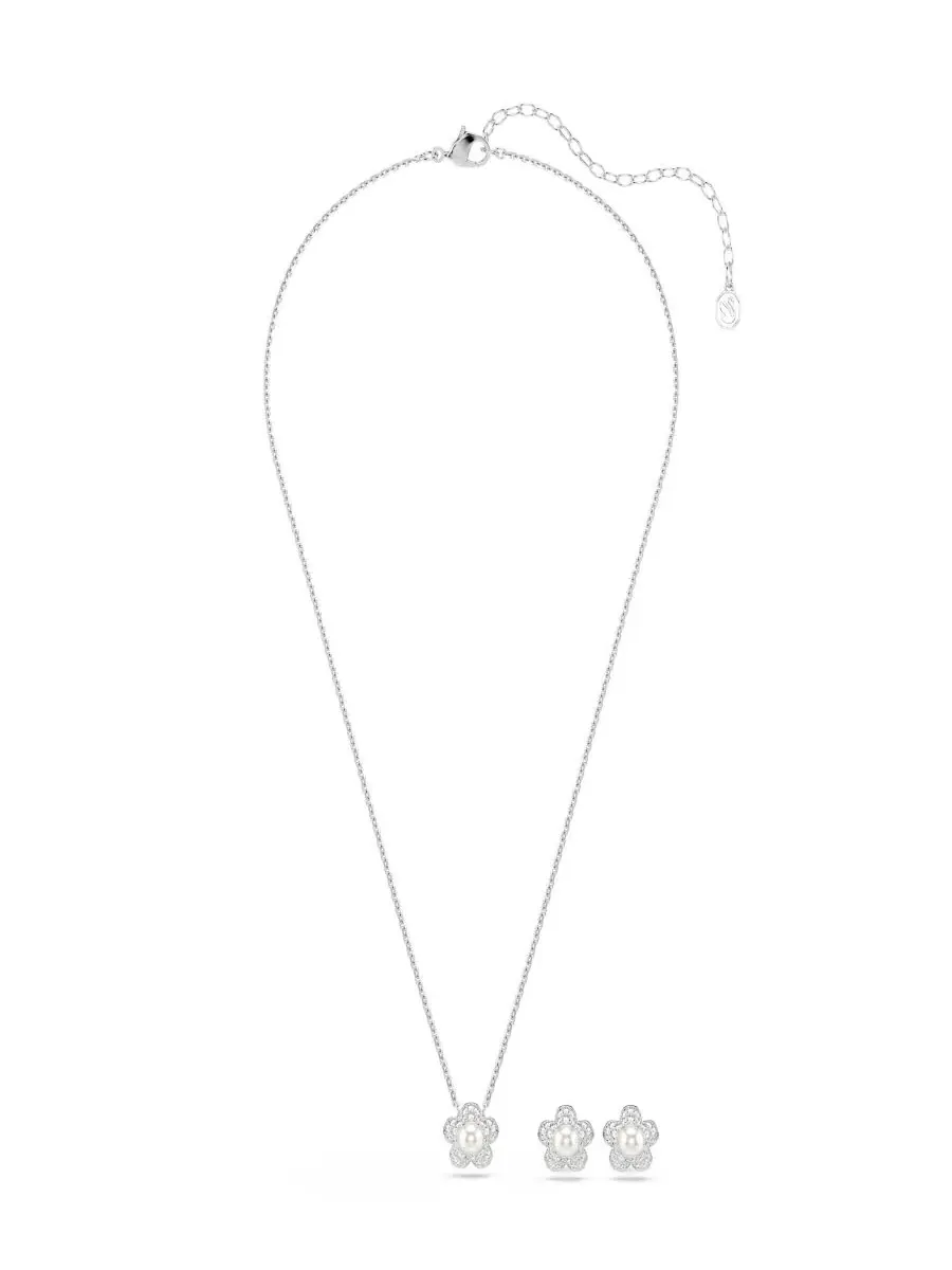 Комплект из колье и сережек Ariana Grande x Rhodium Plated с цветком груши и родиевым покрытием — изображение 2 из 9