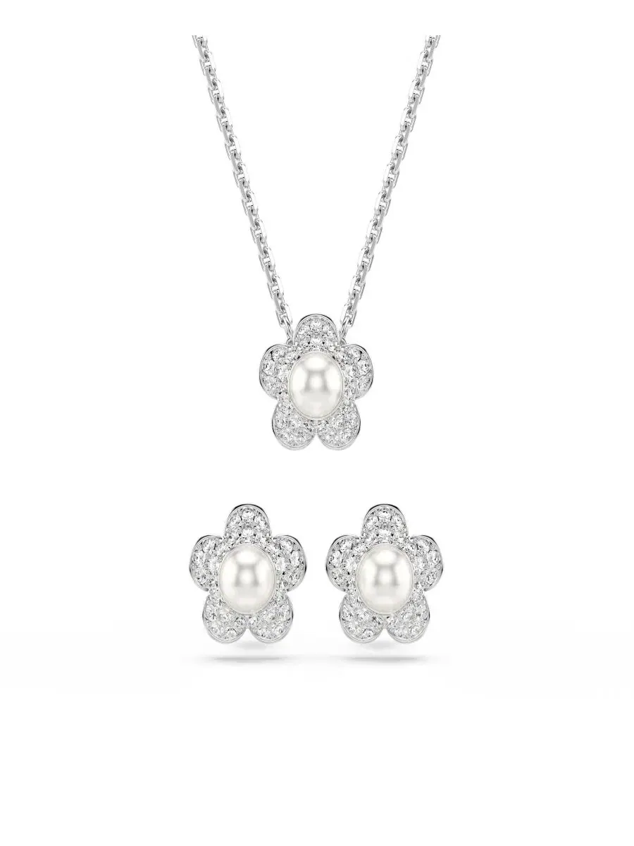 Комплект из колье и сережек Ariana Grande x Rhodium Plated с цветком груши и родиевым покрытием — изображение 8 из 9