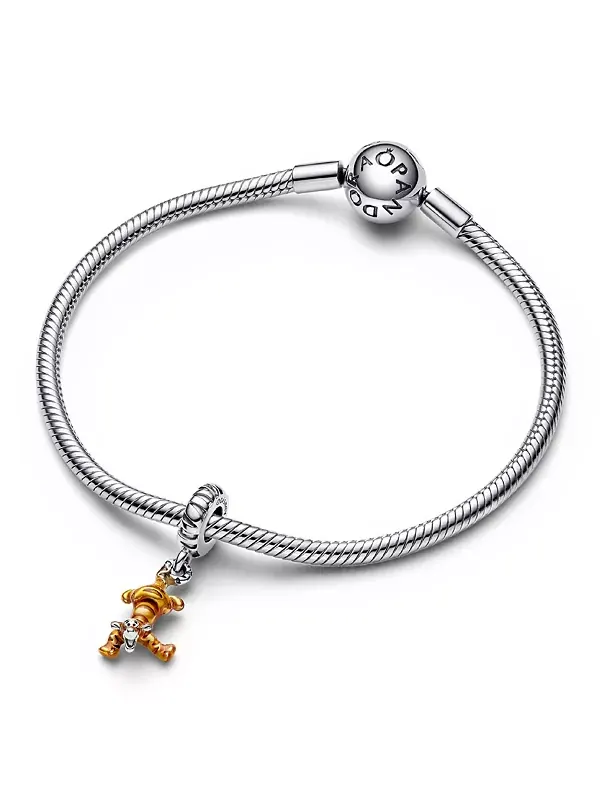 Серебряный кулон-подвеска Disney с изображением Винни-Пуха и Тигра Pandora — изображение 3 из 3, оттенок оранжевый