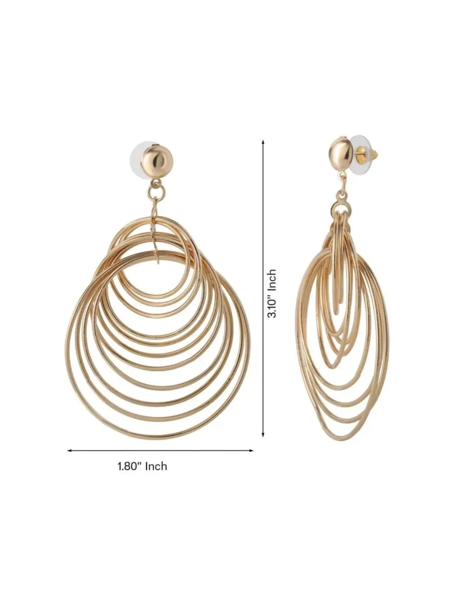 Серьги-каффы с каскадом из колец — изображение 3 из 5, оттенок золотистый