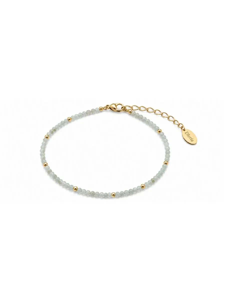 Браслет из граненых бусин с позолоченными вставками, модель Sea Mist Dloria — изображение 1 из 4, оттенок бледный синий