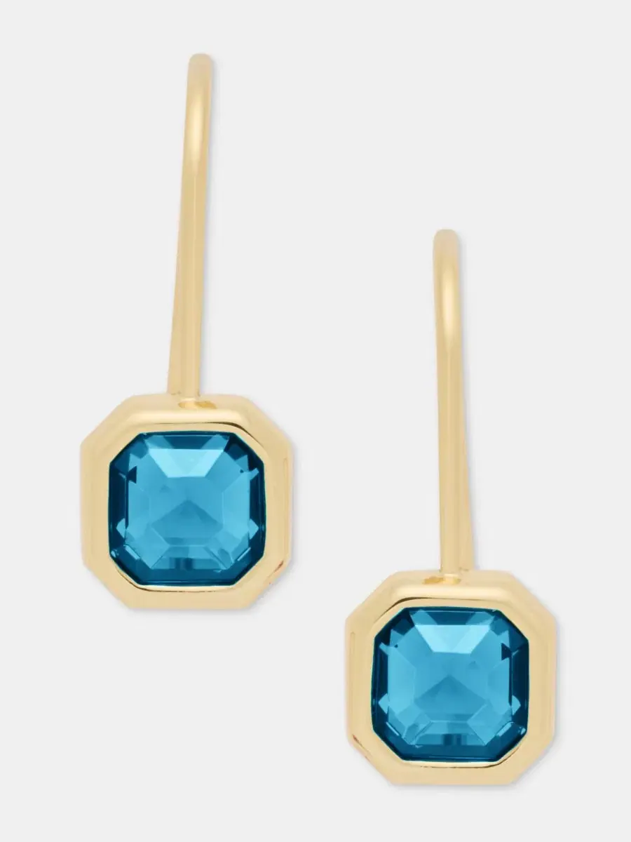 Серьги-подвески с граненым камнем Stone Drop Earrings Lauren Ralph Lauren — изображение 1 из 4, оттенок темно-синий