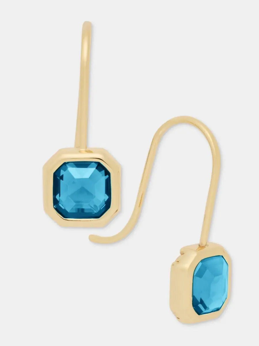 Серьги-подвески с граненым камнем Stone Drop Earrings Lauren Ralph Lauren — изображение 2 из 4, оттенок темно-синий