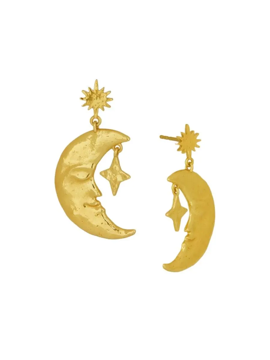 Серьги-подвески с полумесяцем Crescent Moon Drop Ottoman Hands — золотистый