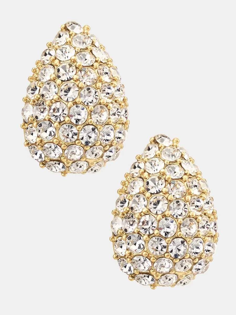 Серьги-гвоздики с грушевидными кристаллами Pavé Pear-Shape Stud Givenchy — изображение 1 из 4, оттенок белый