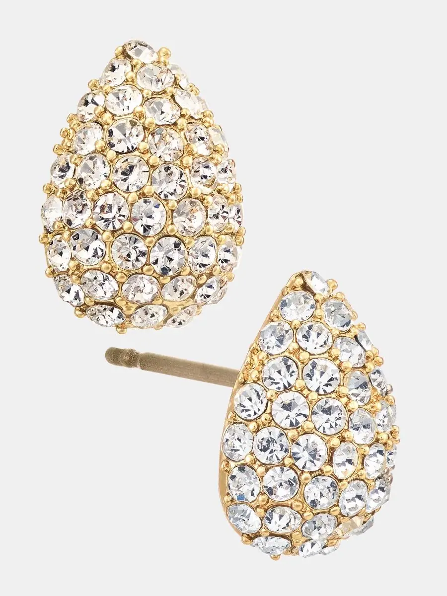 Серьги-гвоздики с грушевидными кристаллами Pavé Pear-Shape Stud Givenchy — изображение 2 из 4, оттенок белый
