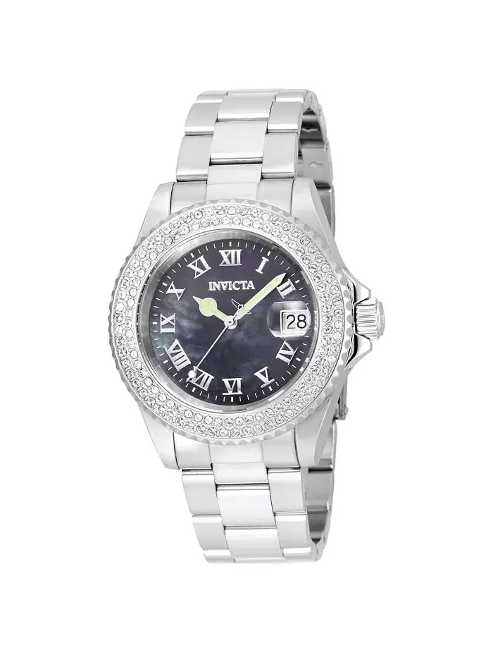Женские часы 21711 Angel Quartz с черным циферблатом и тремя стрелками Invicta