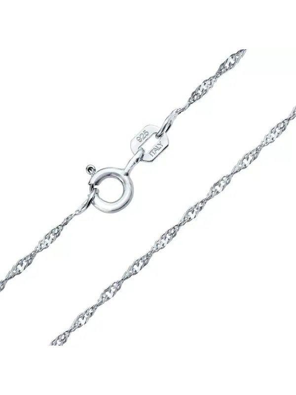 Ожерелье из витой цепочки из Сингапура, калибр 020, серебро 925 пробы Bling Jewelry — изображение 2 из 3, оттенок серебряный