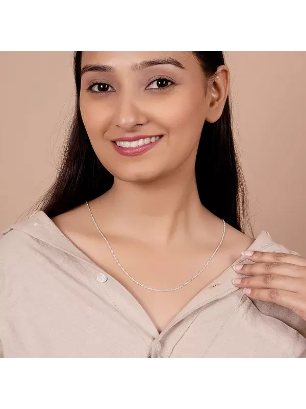Ожерелье из витой цепочки из Сингапура, калибр 020, серебро 925 пробы Bling Jewelry — изображение 3 из 3, оттенок серебряный