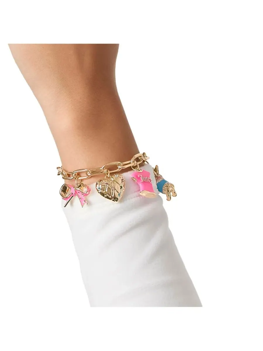 Браслет с подвесками: бантик, собачка и сердечко - 19 см Juicy Couture — изображение 3 из 10, оттенок нет цвета