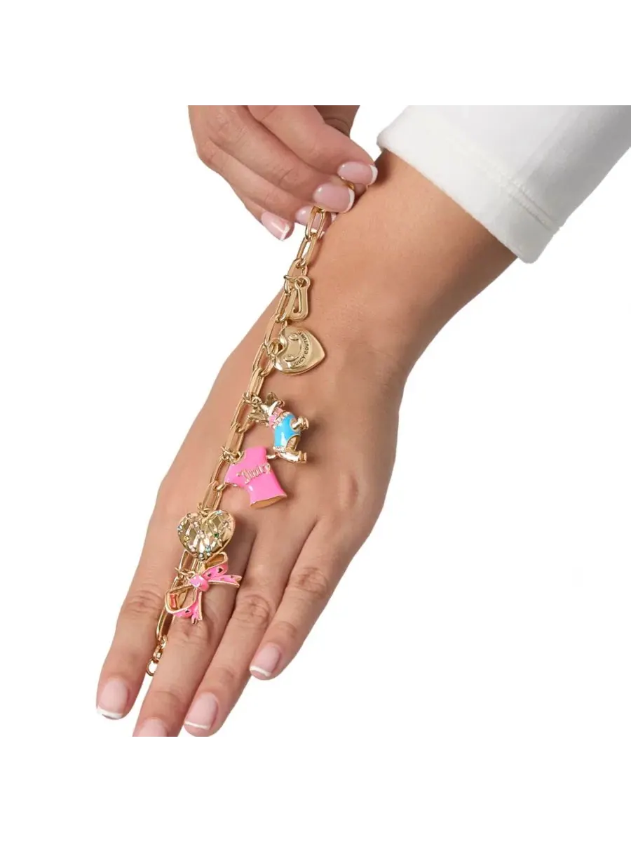 Браслет с подвесками: бантик, собачка и сердечко - 19 см Juicy Couture — изображение 4 из 10, оттенок нет цвета