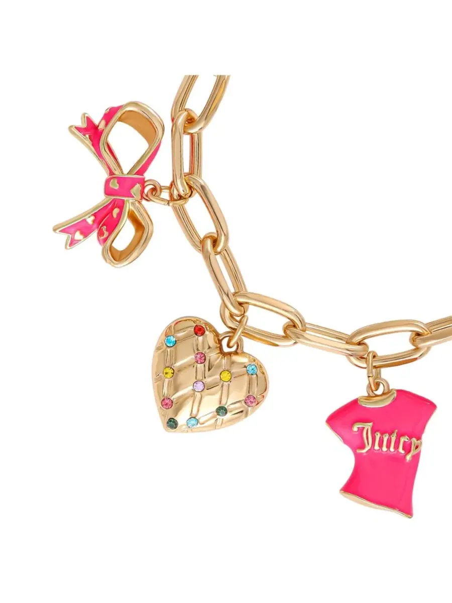 Браслет с подвесками: бантик, собачка и сердечко - 19 см Juicy Couture — изображение 9 из 10, оттенок нет цвета
