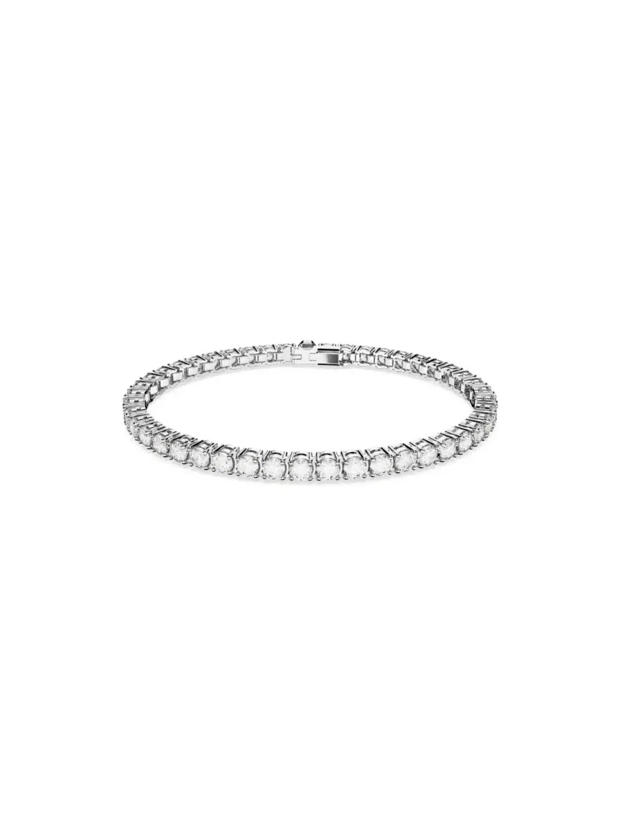 Теннисный браслет с кристаллами круглой огранки «Матрица» Swarovski — изображение 1 из 4, оттенок серебряный