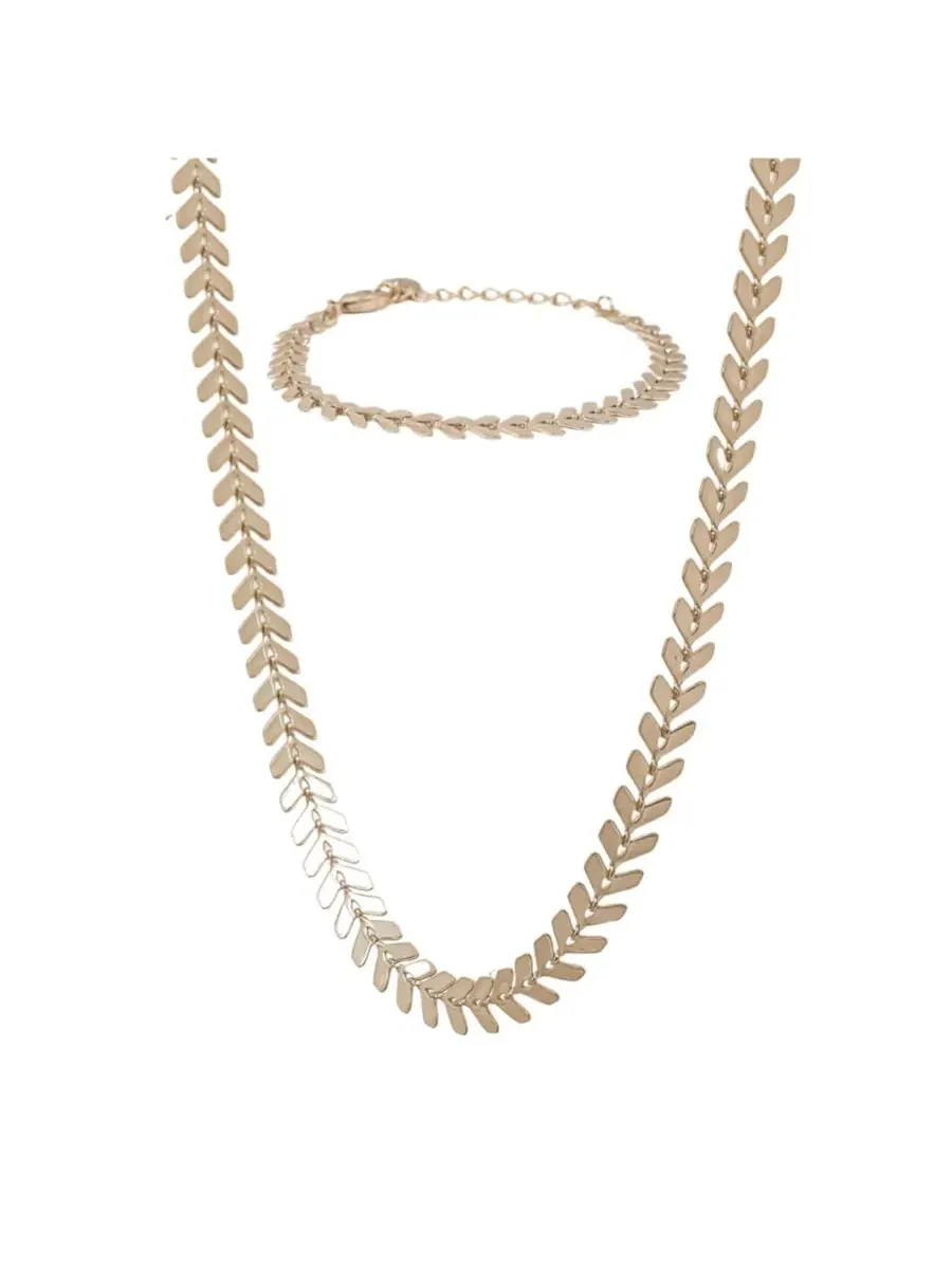 Модный комплект из колье и браслета Elara Chevron Bearfruit Jewelry