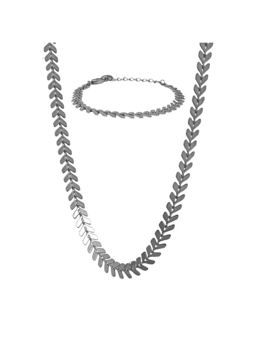 Модный комплект из колье и браслета Elara Chevron Bearfruit Jewelry