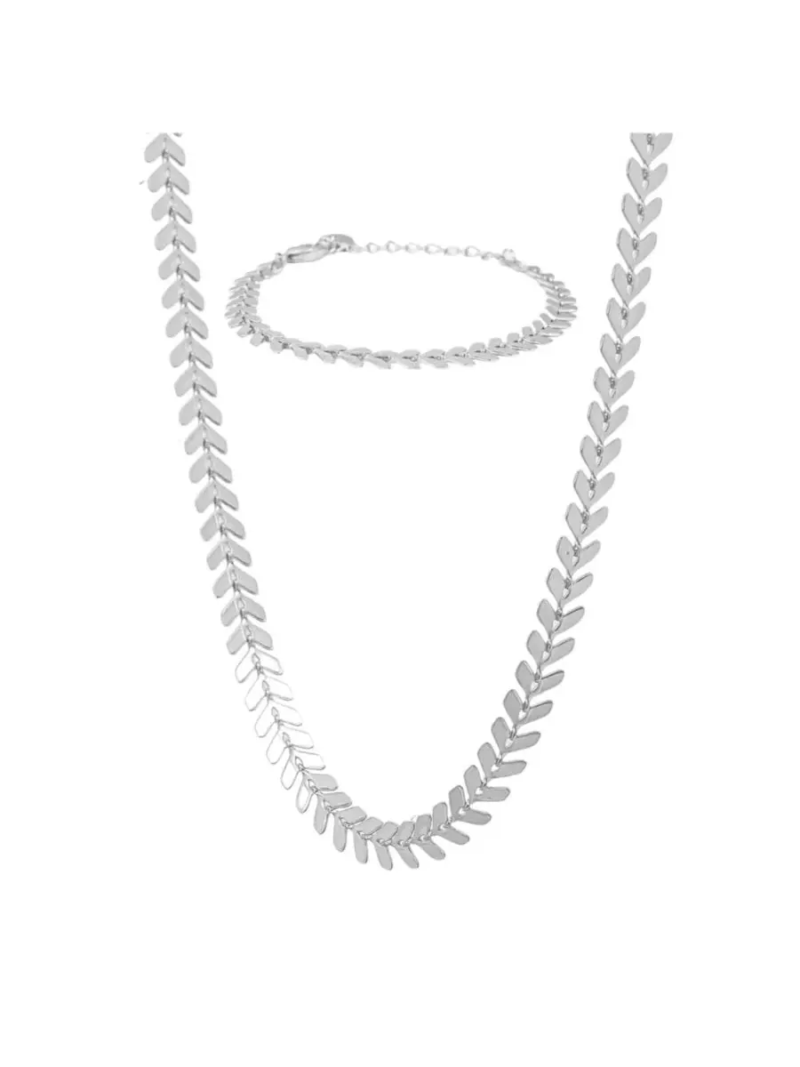 Модный комплект из колье и браслета Elara Chevron Bearfruit Jewelry