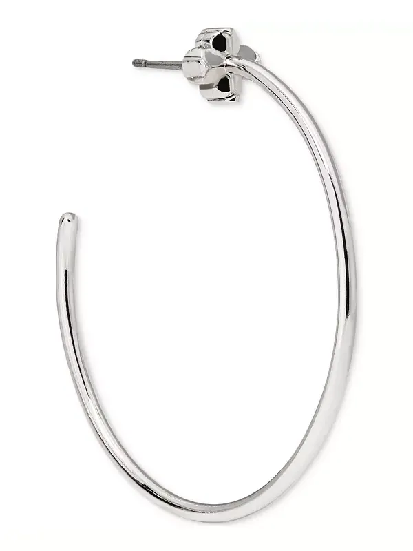 Серьги-Кольца в форме цветка-пика среднего размера, 1,63 дюйма Kate Spade New York — изображение 2 из 4, оттенок серебряный
