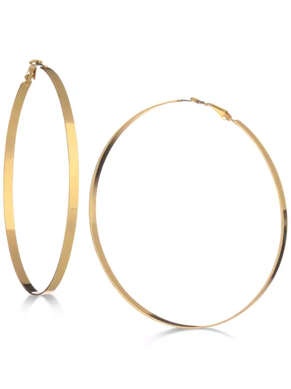 Серьги-Кольца с плоским краем 3-3/4 дюйма Guess — изображение 1 из 2, оттенок золото