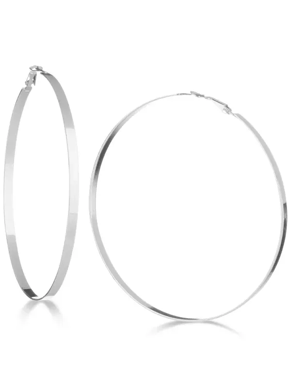 Серьги-Кольца с плоским краем 3-3/4 дюйма Guess — изображение 1 из 2, оттенок серебряный