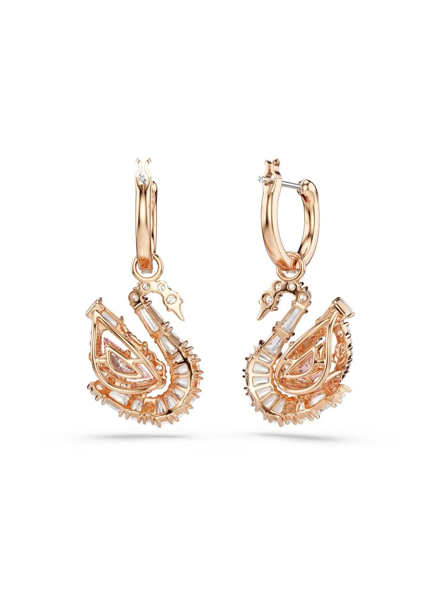 Серьги-капли Лебедь розового цвета Swarovski — изображение 3 из 5, оттенок розовый