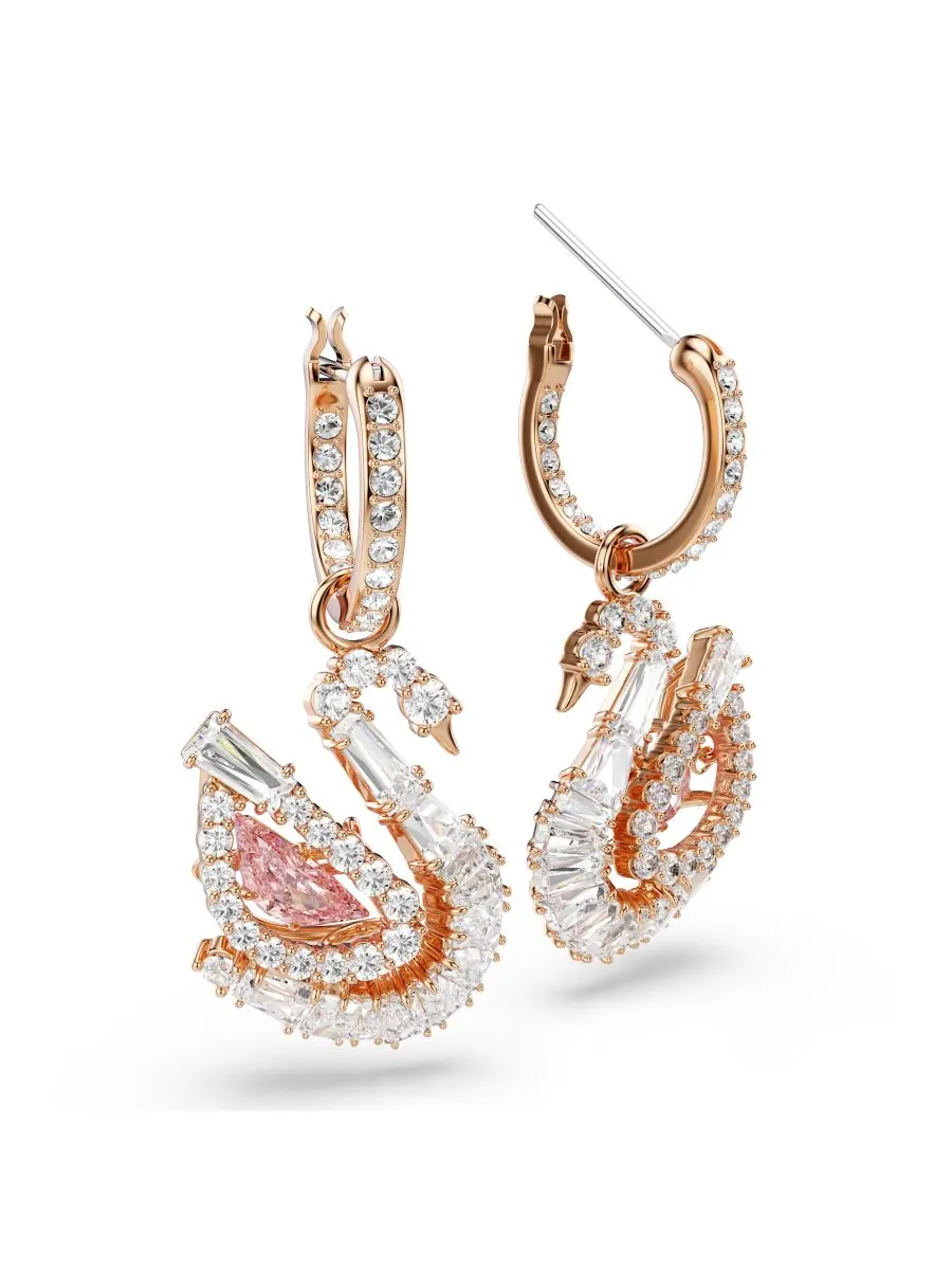 Серьги-капли Лебедь розового цвета Swarovski — изображение 4 из 5, оттенок розовый