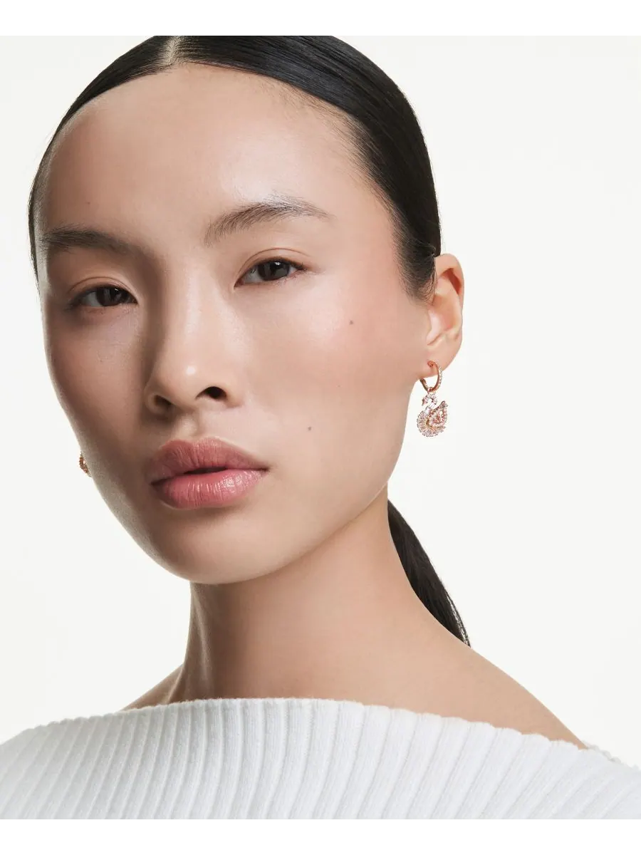 Серьги-капли Лебедь розового цвета Swarovski — изображение 5 из 5, оттенок розовый