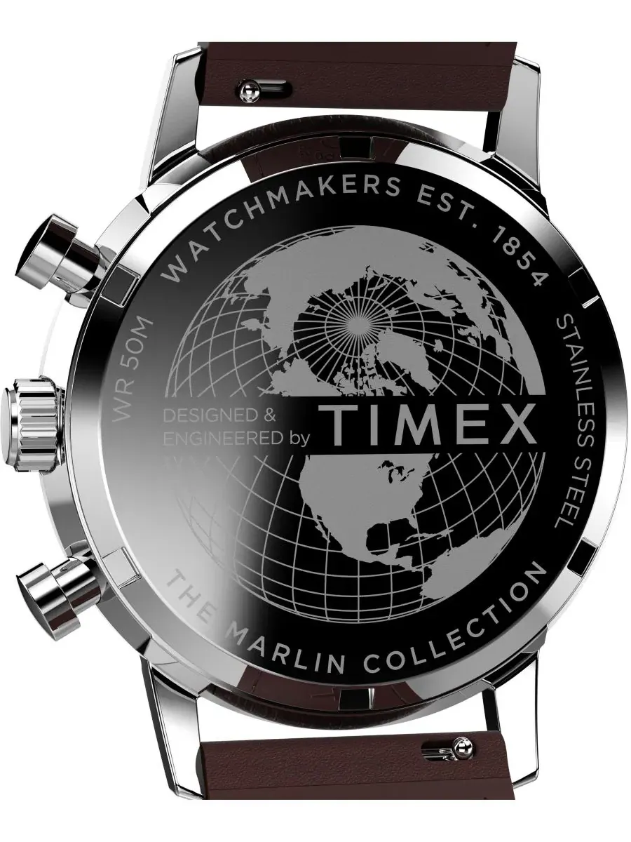 Мужские часы-хронограф Timex Marlin Chronograph Tachymeter, 40 мм — изображение 4 из 6, оттенок коричневый