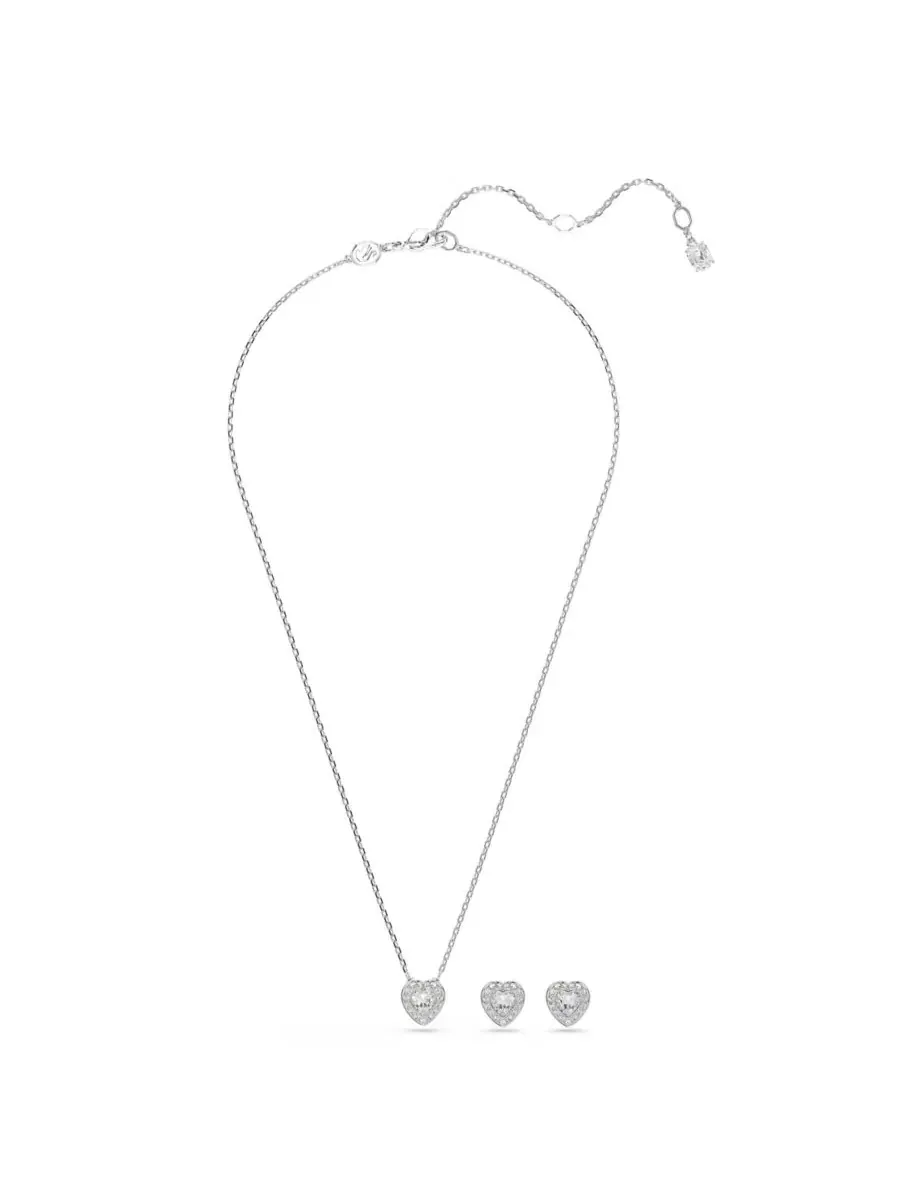 Комплект украшений с сердцем и кристаллами, модель Ariana Grande x Swarovski Rhodium Plated Heart