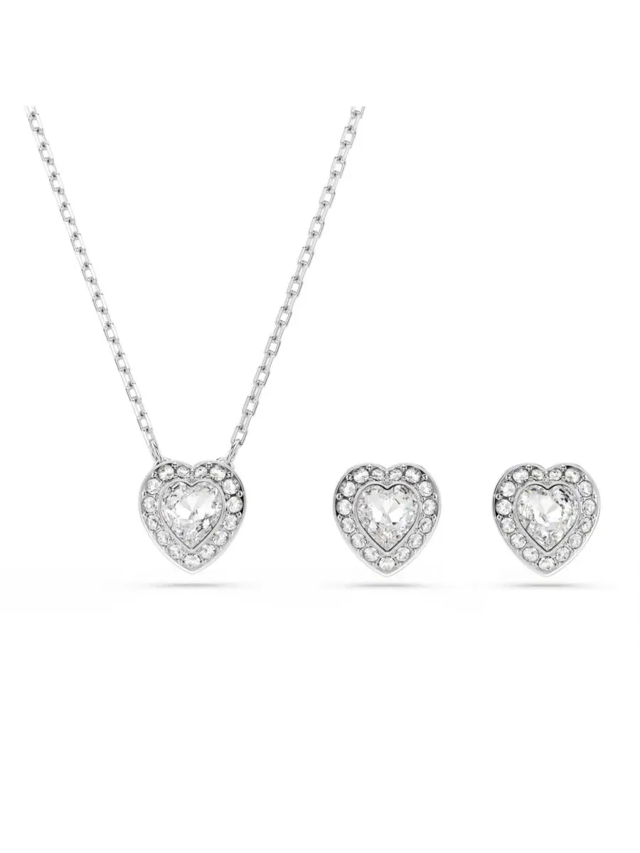 Комплект украшений с сердцем и кристаллами, модель Ariana Grande x Swarovski Rhodium Plated Heart — изображение 2 из 13