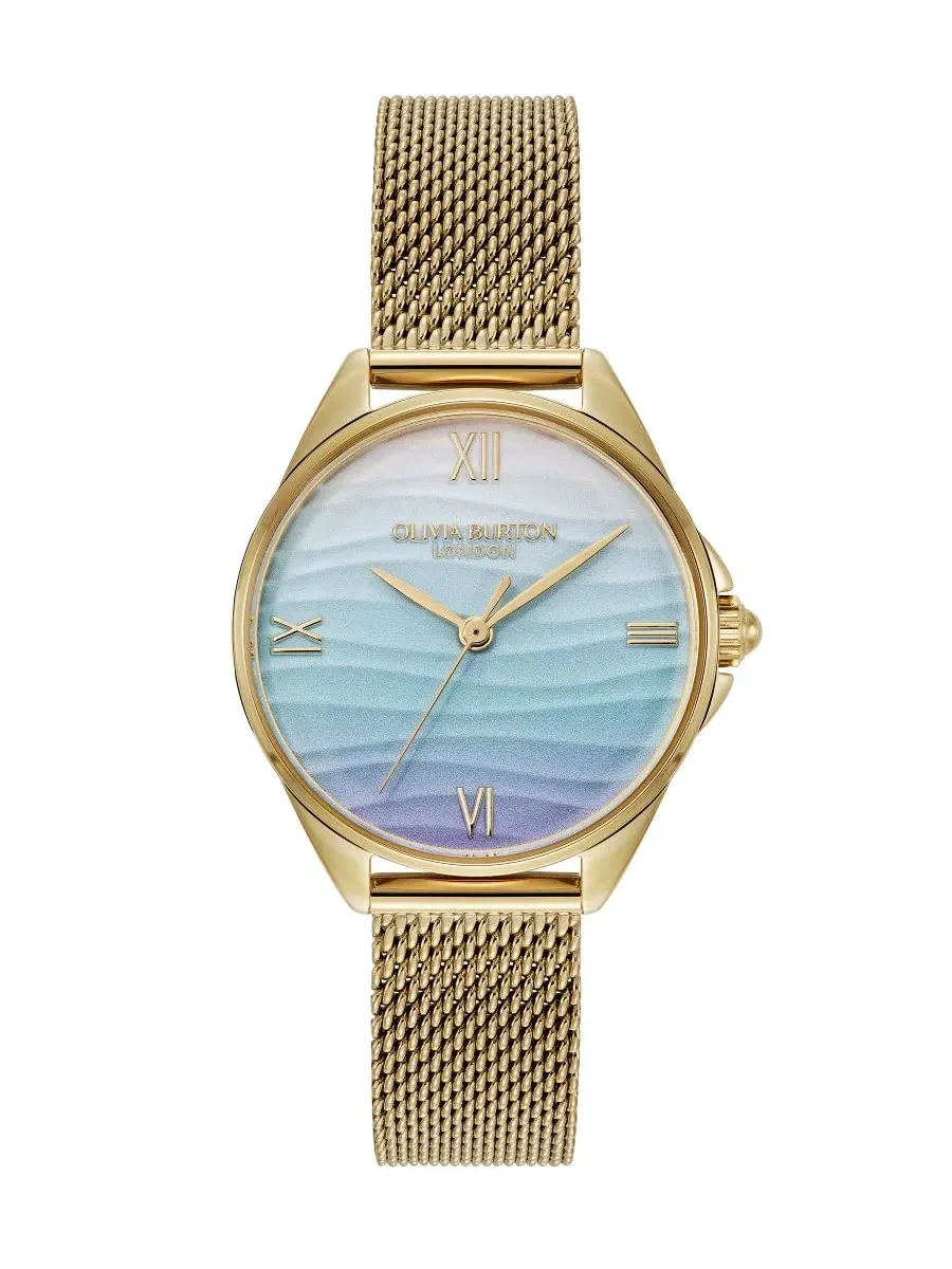 Женские часы Azure Gold Tone Stainless Steel Mesh Bracelet Watch, 30мм Olivia Burton — золотистый