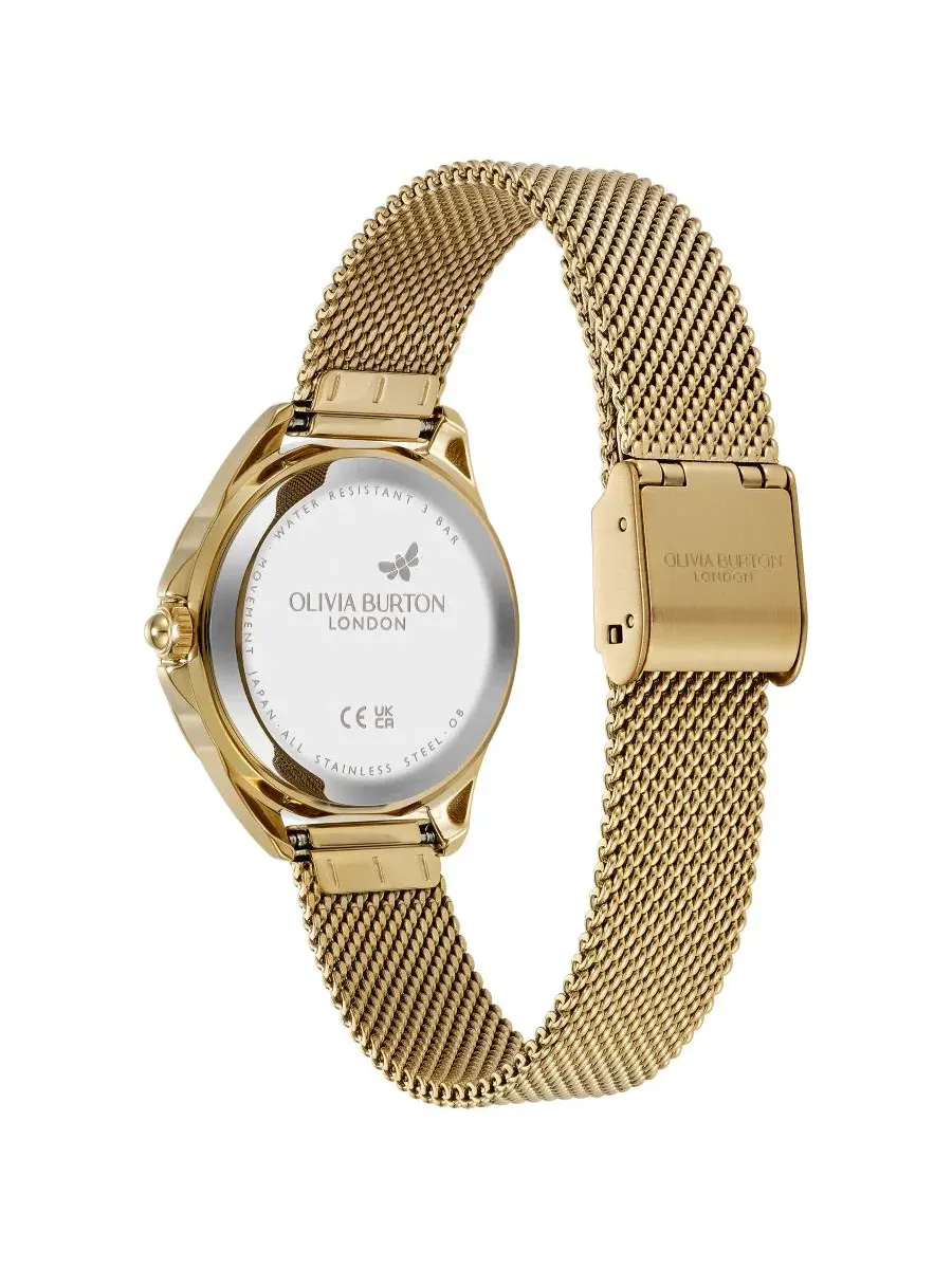 Женские часы Azure Gold Tone Stainless Steel Mesh Bracelet Watch, 30мм Olivia Burton — изображение 4 из 6, оттенок золото