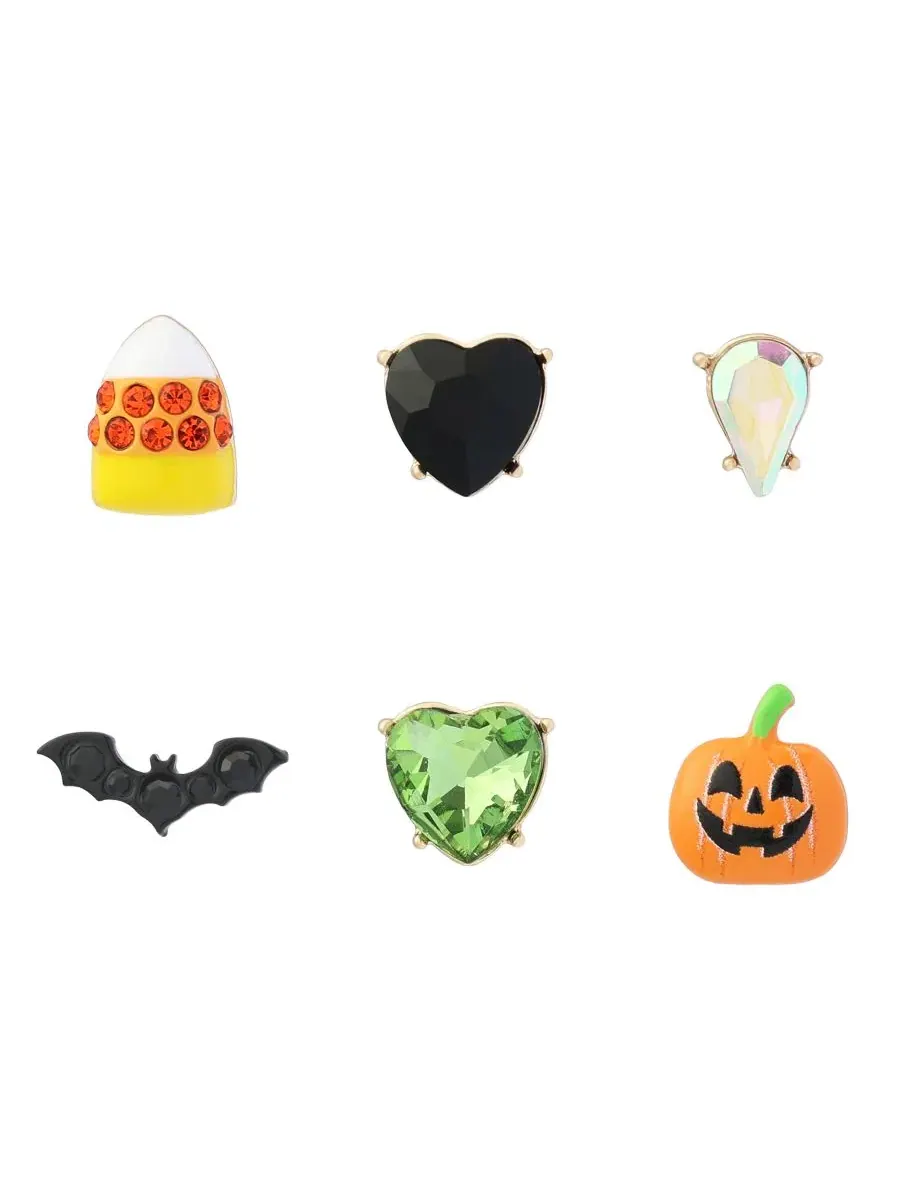 Комплект серег-пусетов с подвесками Halloween, 6 шт. Betsey Johnson — изображение 1 из 4, оттенок оранжевый