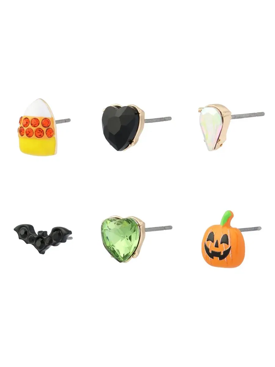 Комплект серег-пусетов с подвесками Halloween, 6 шт. Betsey Johnson — изображение 2 из 4, оттенок оранжевый