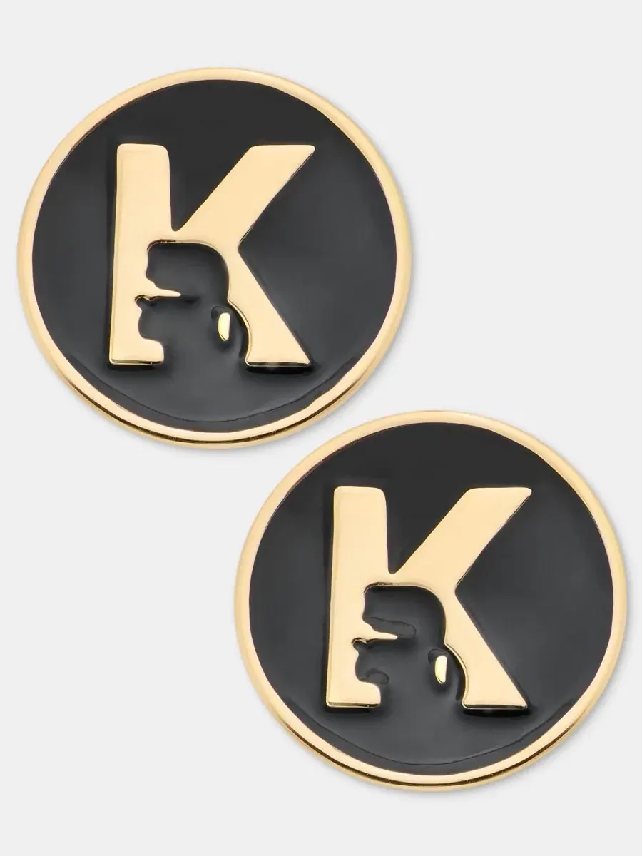 Серьги-пусеты с логотипом Karl Lagerfeld Paris — изображение 1 из 3, оттенок черный