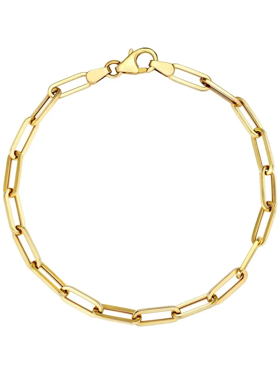 Браслет Paperclip Chain 7.5" в 10k желтом золоте Italian Gold — изображение 1 из 4, оттенок желтый золотистый