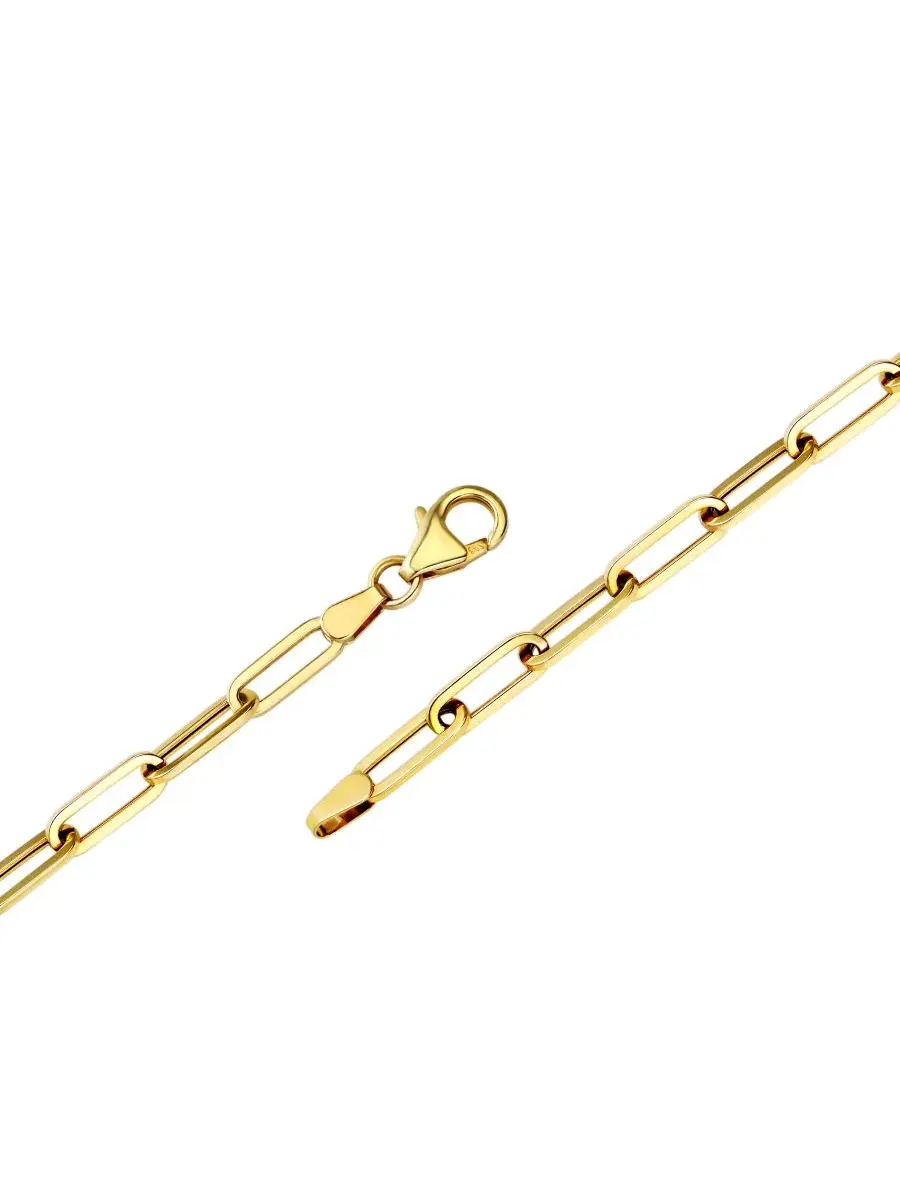 Браслет Paperclip Chain 7.5" в 10k желтом золоте Italian Gold — изображение 3 из 4, оттенок желтый золотистый