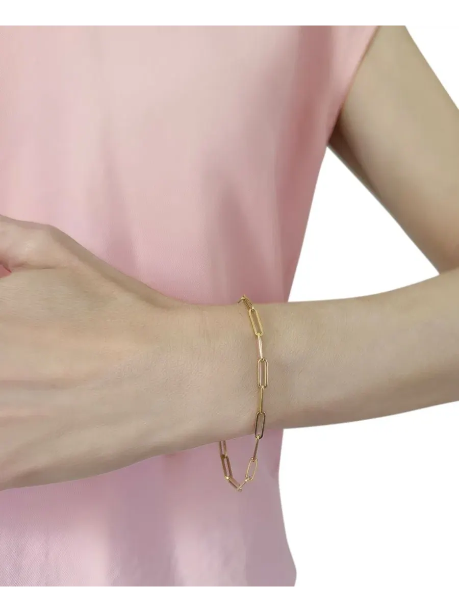 Браслет Paperclip Chain 7.5" в 10k желтом золоте Italian Gold — изображение 4 из 4, оттенок желтый золотистый