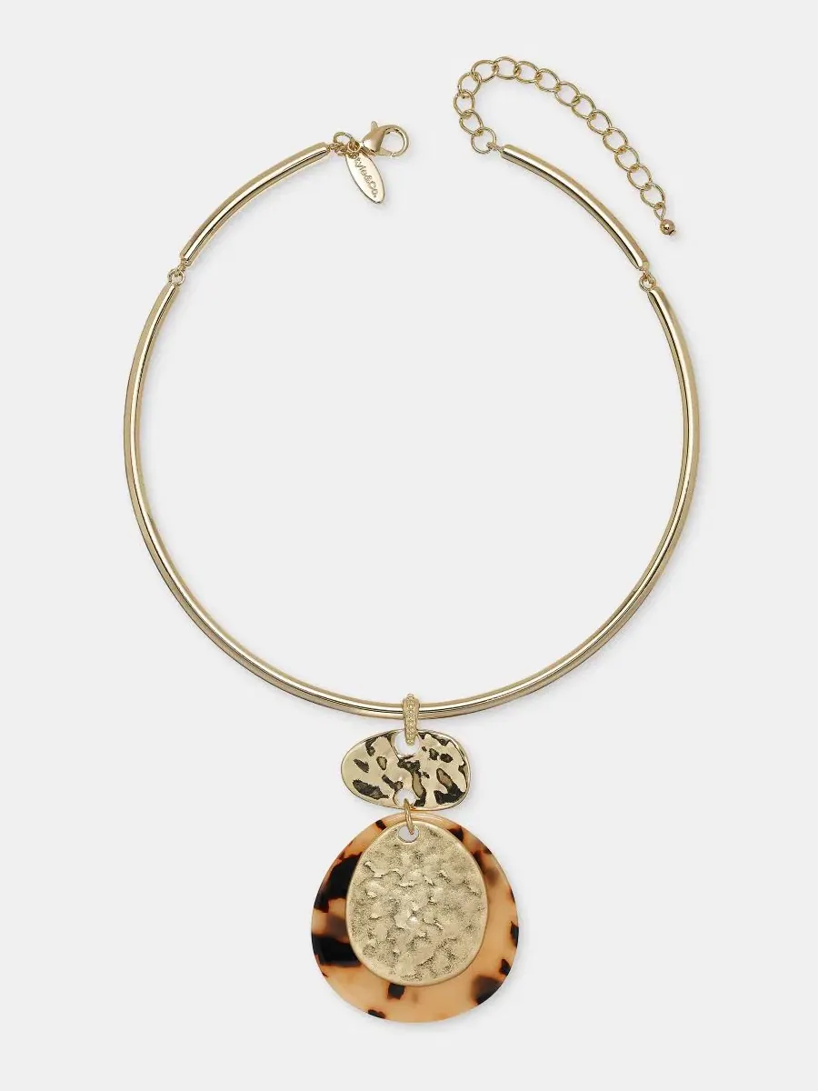 Подвеска-кулон с черепаховым принтом Tortoise-Shell Disc Collar Pendant Necklace Style & Co — изображение 1 из 3