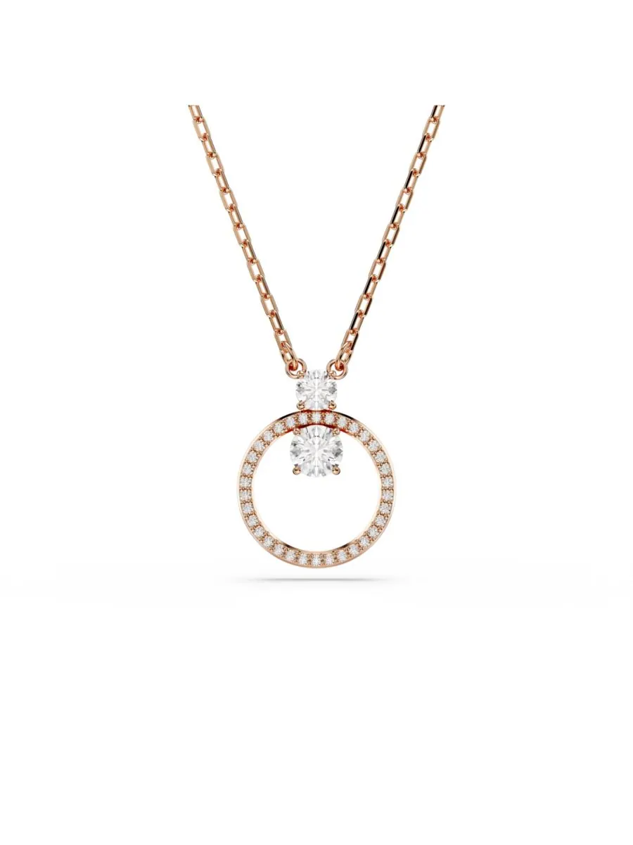Кулон Constella, круглая огранка, белое колье Swarovski — изображение 1 из 9, оттенок розовый золотистый