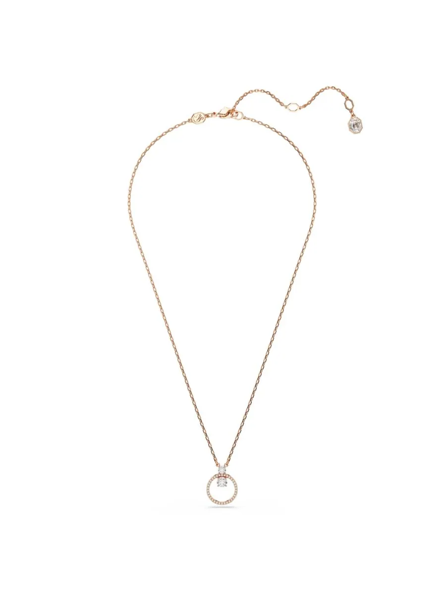 Кулон Constella, круглая огранка, белое колье Swarovski — изображение 2 из 9, оттенок розовый золотистый