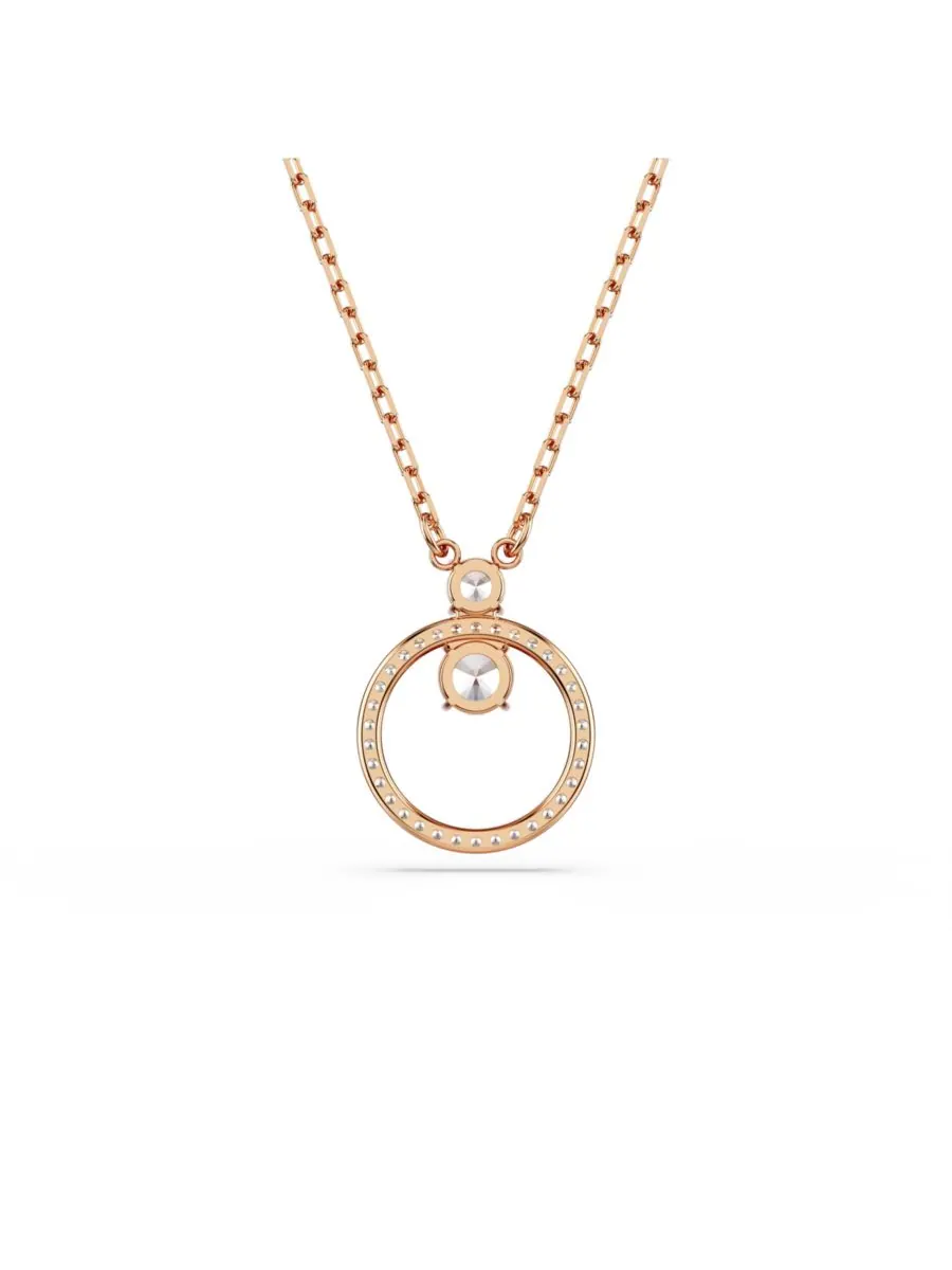 Кулон Constella, круглая огранка, белое колье Swarovski — изображение 4 из 9, оттенок розовый золотистый