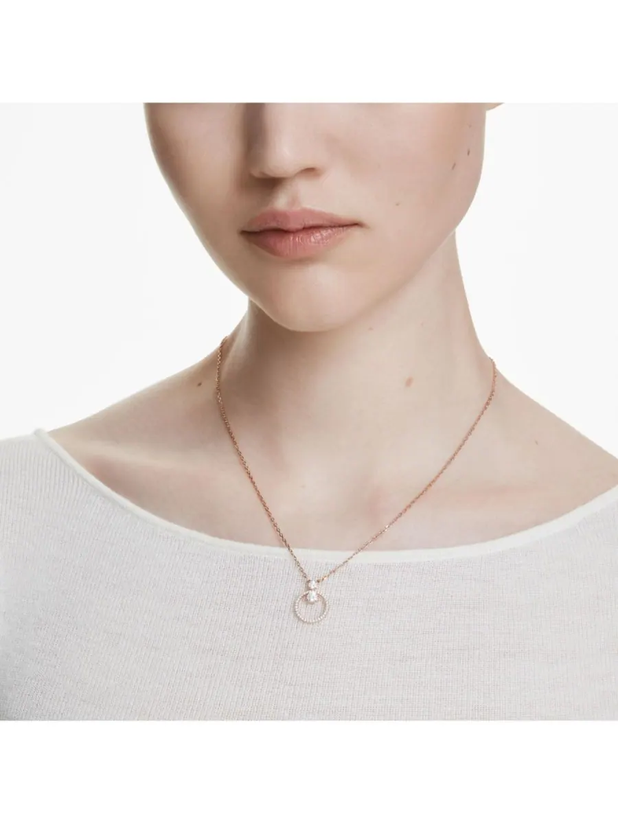 Кулон Constella, круглая огранка, белое колье Swarovski — изображение 5 из 9, оттенок розовый золотистый